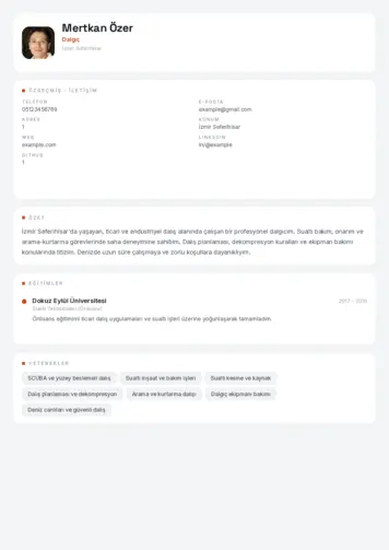 Dalgıç CV Örnekleri cv indir